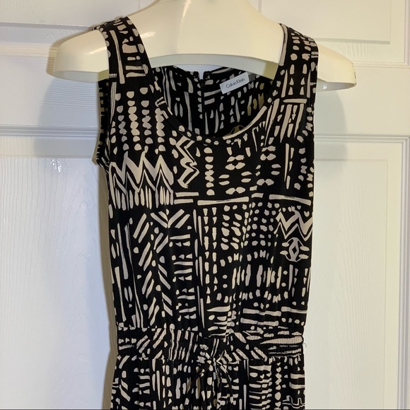 Calvin Klein Tan & White Print Jumpsuit Size 2 - Picture 2 of 6
